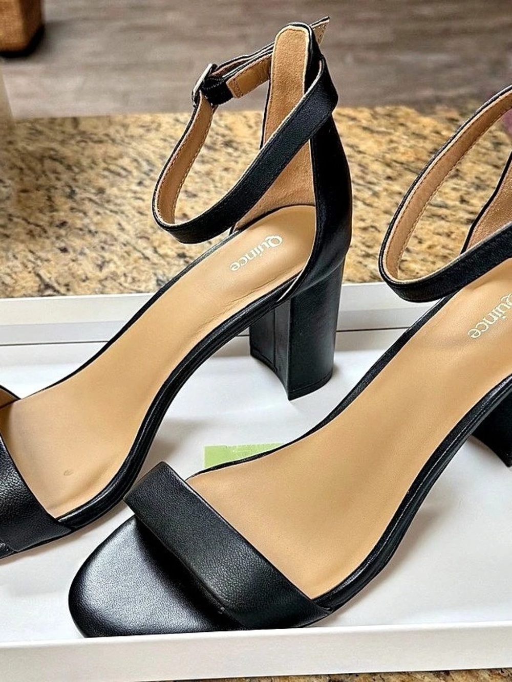 Quince Italian Leather 65mm Block Heel Black - 8